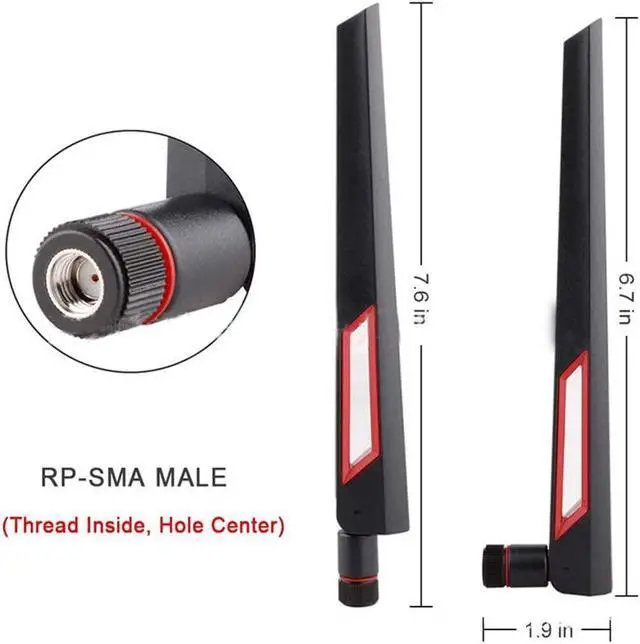 Alt view image 5 of 6 - WiFi Antenna Dual Band 2.4GHz 5.8GHz 10 DBI RP-SMA Router for PCI-E WiFi Network Card USB Wireless Adapter Security IP Camera and ASUS RT-AC68u