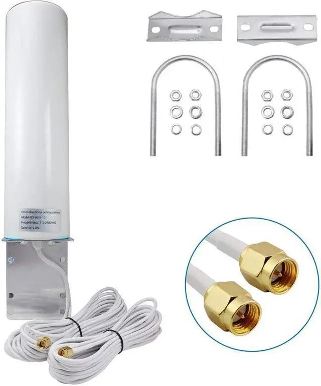 Alt view image 3 of 7 - High Gain 10-12dBi Dual SMA Male 698-2700 MHz 3G/4G LTE Omni-Directional Outdoor Pole/Wall Mount Antenna for Mobile Cell Phone Cellular 4G LTE Router Modem Gateway