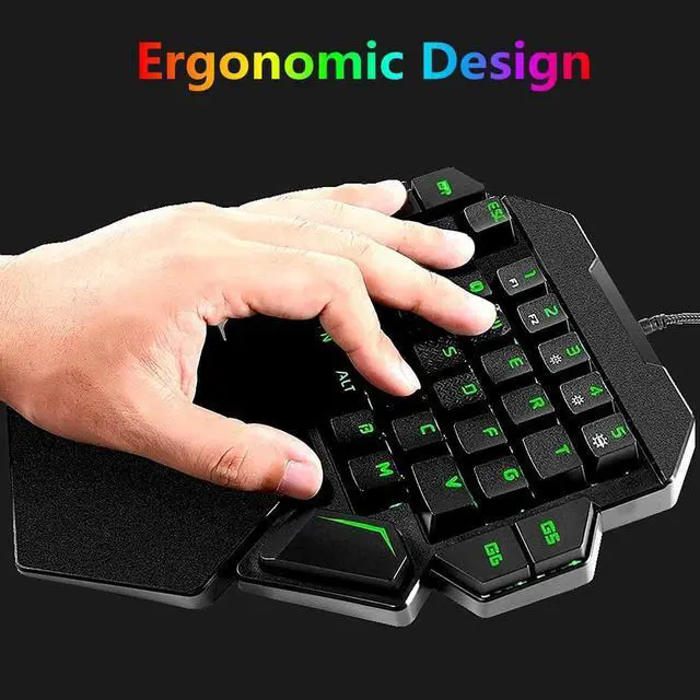 Alt view image 4 of 7 - RGB One Handed Mechanical Gaming Keyboard Colorful Backlit Professional Gaming Keyboard with Wrist Rest Support USB Wired Single Hand Mechanical Keyboard for Game