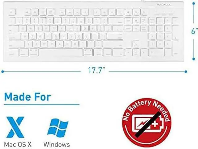 Alt view image 4 of 10 - 104 Key USB Wired Keyboard and Mouse Combo with Apple Shortcut Keys for Mac iMac Macbook and Windows PC (MKEYECOMBO) White