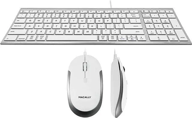 Main image of Macally Compact USB Keyboard and Mouse Combo, Uniquely Designed to Save Space