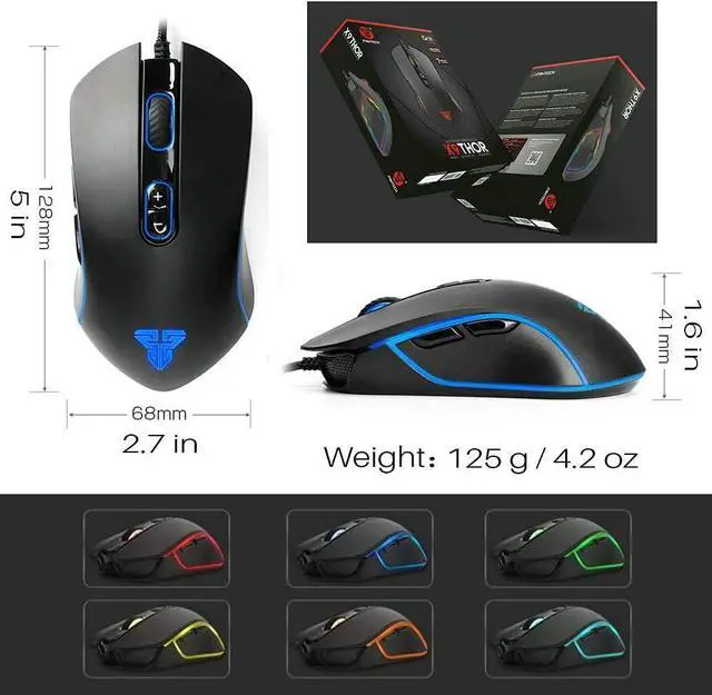 Alt view image 3 of 6 - FANTECH Basic Wired Gaming Mouse X9, RGB 7 Macro Buttons Programmable True 4800 DPI Claw Grip Comfort Beginner Gaming Mouse for Window PC, Black