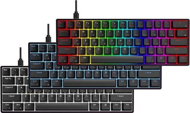 Alt view image 6 of 7 - AG AC61M GK61 RGB Gaming Keyboard - 61 Keys Aluminum Case Two USB-C Ports PBT Keycap Hot Swappable Programmable for PC/Mac Gamer (Gateron Optical Brown, Black Color)