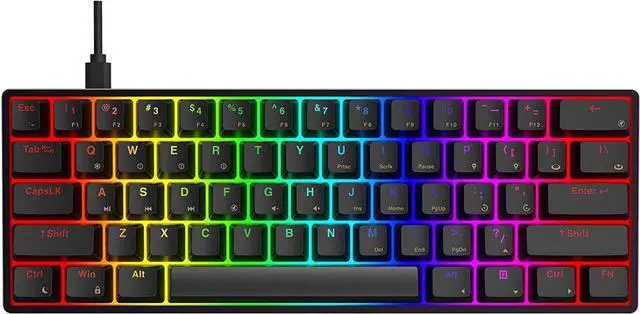Main image of AG AC61M GK61 RGB Gaming Keyboard - 61 Keys Aluminum Case Two USB-C Ports PBT Keycap Hot Swappable Programmable for PC/Mac Gamer (Gateron Optical Brown, Black Color)