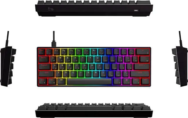 Alt view image 7 of 7 - AG AC61M GK61 RGB Gaming Keyboard - 61 Keys Aluminum Case Two USB-C Ports PBT Keycap Hot Swappable Programmable for PC/Mac Gamer (Gateron Optical Brown, Black Color)