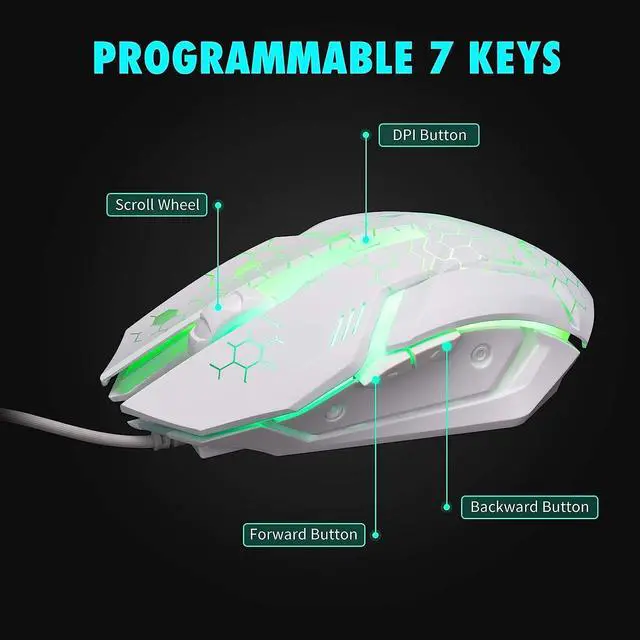 Alt view image 4 of 7 - CHONCHOW RGB Gaming Keyboard and Mouse Combo,USB Wired Light Up Keyboard | Rainbow LED Lit Backlight Keyboard Mouse Set for Computer Windows PC PS4 Xbox Laptop iMac Resberry Pi