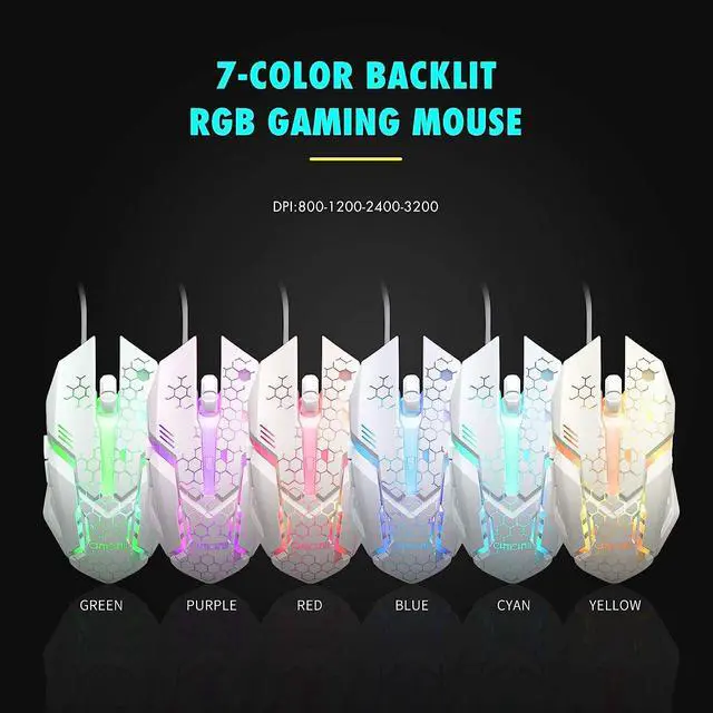 Alt view image 5 of 7 - CHONCHOW RGB Gaming Keyboard and Mouse Combo,USB Wired Light Up Keyboard | Rainbow LED Lit Backlight Keyboard Mouse Set for Computer Windows PC PS4 Xbox Laptop iMac Resberry Pi