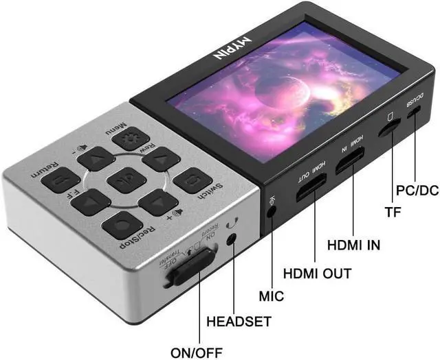 Alt view image 2 of 7 - 1080P@60fps Capture Card with 3.5 Inch LCD and Remote Control, HDMI Video Recorder for PS4, Xbox One,LiveTV,DVR, Support Playback/Schedule Recording/Mic in(Without PC)