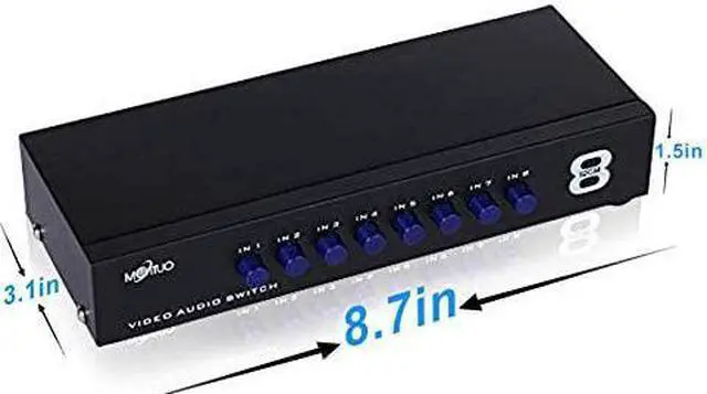 Alt view image 14 of 15 - 8-Way AV Switch RCA Switcher 8 in 1 Out Composite Video L/R Audio Selector Box for DVD STB Game Consoles CV0235