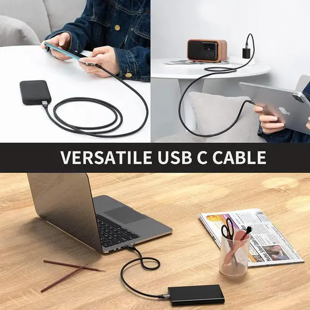 Alt view image 5 of 7 - C USB C to USB Cable 5FT, USB3.1 C to A Cable Type C USB C Data Cable 10Gbps Fast Charging Cable 3A USB to USB C Cable for MacBook Pro iPad S21 S20 Other USB C Devices 1.5m Gray