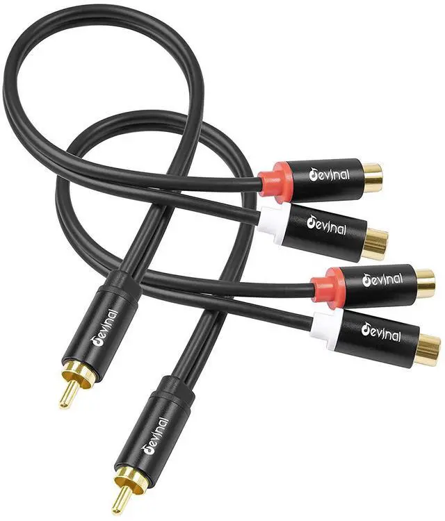 Alt view image 7 of 18 - RCA Y Cable 1 Male to 2 Female RCA Splitter subwoofer Splitter Adapter Gold Plated 10 inch
