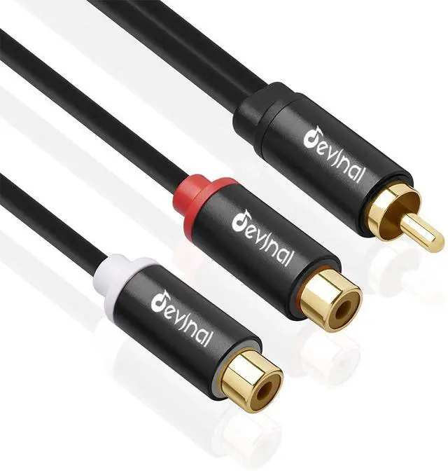 Alt view image 12 of 18 - RCA Y Cable 1 Male to 2 Female RCA Splitter subwoofer Splitter Adapter Gold Plated 10 inch