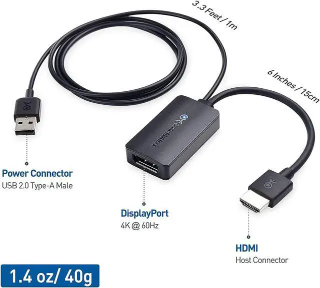 Alt view image 9 of 17 - Uni-Directional HDMI to DisplayPort Adapter for Desktop and Laptop Computers (HDMI 2.0 to DisplayPort 1.2) with 4K 60Hz Video Resolution - Not Compatible with PS5 or Xbox Series X/S