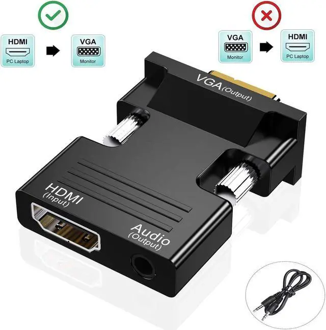 Alt view image 7 of 8 - HDMI to VGA Adapter Audio Output Cable Computer Set-top Box Converter Connector Adapter for Laptop PC Monitor Projector HDTV Chromebook Roku Xbox(3.5mm Stereo Included