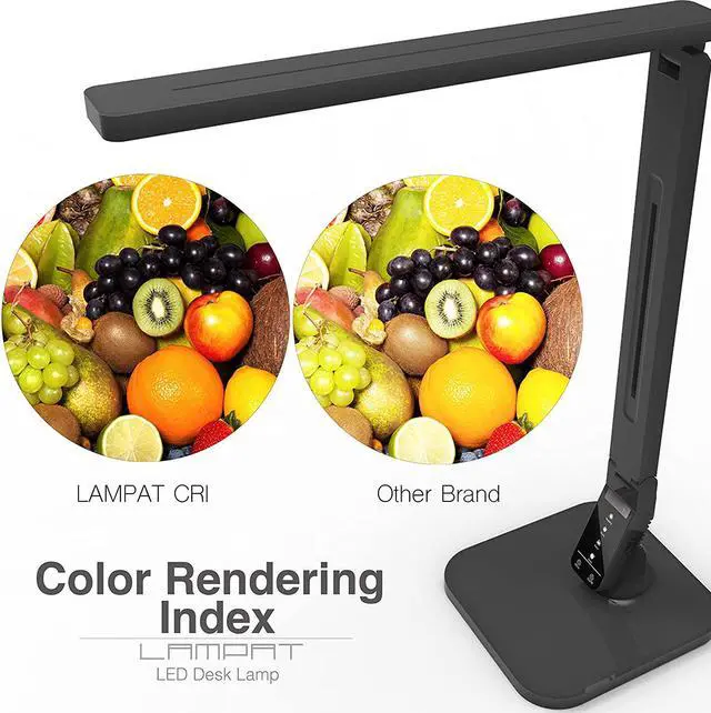 Alt view image 2 of 7 - Lampat Dimmable LED Desk Lamp, 4 Lighting Modes (Reading/Studying/Relaxation/Bedtime), 5-Level Dimmer, Touch-Sensitive Control Panel, 1-Hour Auto Timer, 5V/1A USB Charging Port, Piano Black