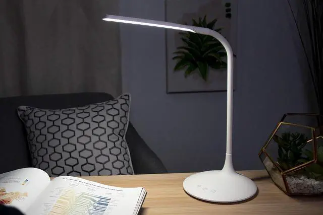Alt view image 7 of 7 - PureOptics LED VLED1819-BD Battery LED Desk Lamp, Dimmable with Adjustable Color Temperature, 4 Hour Battery Life, Rechargeable, Eco Friendly, White