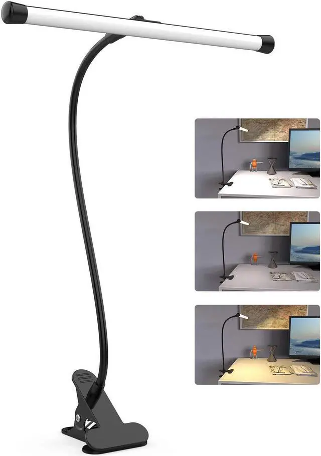 Main image of YOUKOYI LED Desk Lamp with Clamp, Flexible Gooseneck Arm Drafting Table Lamp, 10 Brightness Levels, 3 Color Modes, Can be Power by USB, 5W for Headboard, Workbench, Studio, Bedside Reading - Black