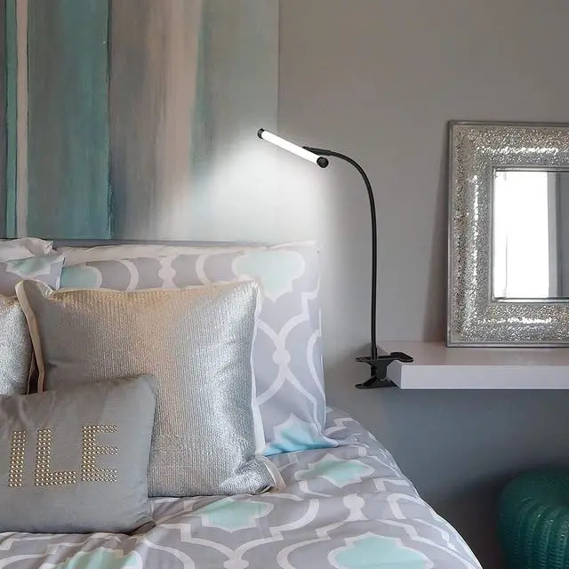 Alt view image 6 of 7 - YOUKOYI LED Desk Lamp with Clamp, Flexible Gooseneck Arm Drafting Table Lamp, 10 Brightness Levels, 3 Color Modes, Can be Power by USB, 5W for Headboard, Workbench, Studio, Bedside Reading - Black