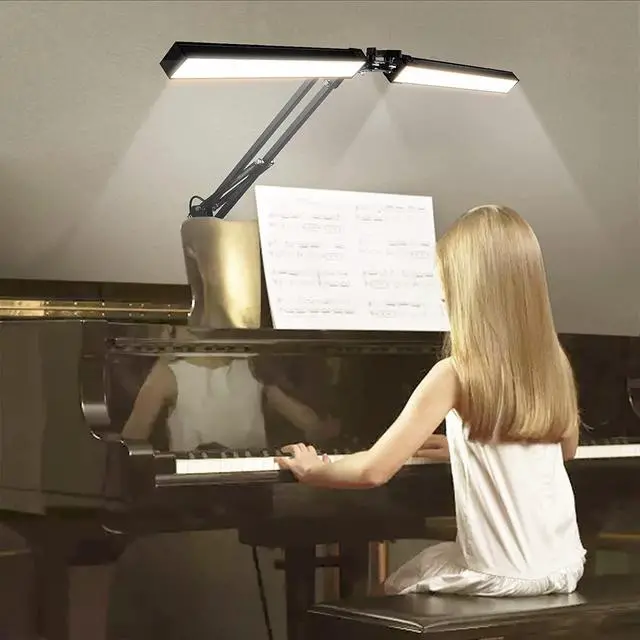 Alt view image 5 of 7 - 2-in-1 LED Double Head Desk Lamps for Home Office, 24W Brightest Workbench Light, Architect Lamp with Clamp & Base, 3 Colors 10 Dimming Swing Arm Lamp for Reading/Study/Computer Light