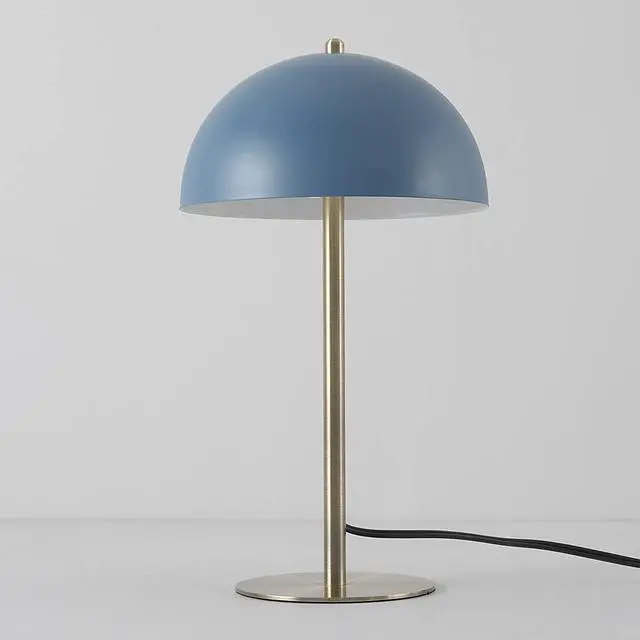 Alt view image 4 of 7 - Globe Electric 52942 15" Desk Lamp, Matte Blue, Matte Brass Accents, in-Line On/Off Rocker Switch, for Bedroom, Office Decor, Home Essentials, Room Lighting, Reading Light