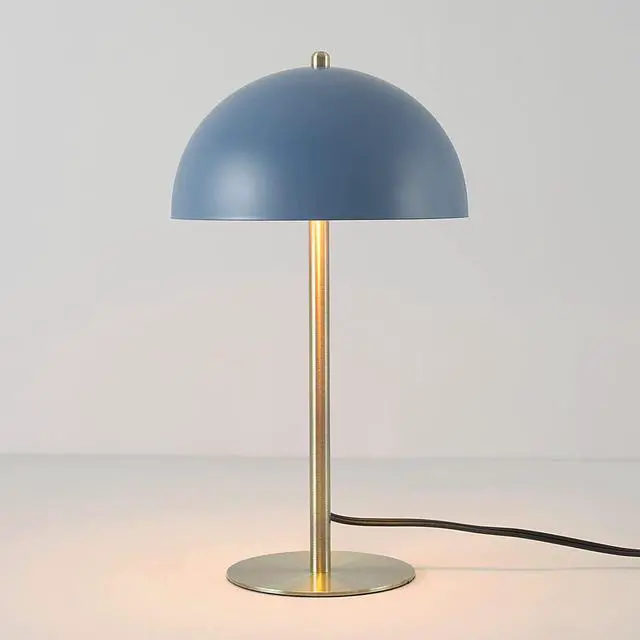 Alt view image 3 of 7 - Globe Electric 52942 15" Desk Lamp, Matte Blue, Matte Brass Accents, in-Line On/Off Rocker Switch, for Bedroom, Office Decor, Home Essentials, Room Lighting, Reading Light