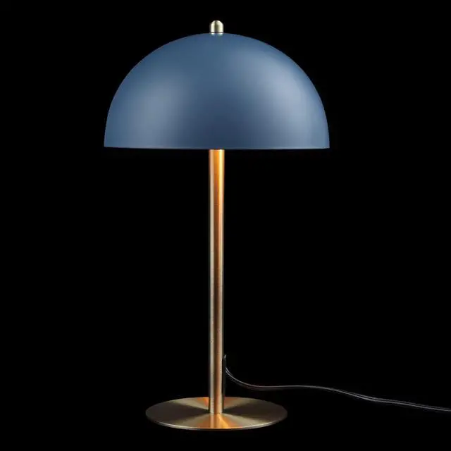 Alt view image 5 of 7 - Globe Electric 52942 15" Desk Lamp, Matte Blue, Matte Brass Accents, in-Line On/Off Rocker Switch, for Bedroom, Office Decor, Home Essentials, Room Lighting, Reading Light