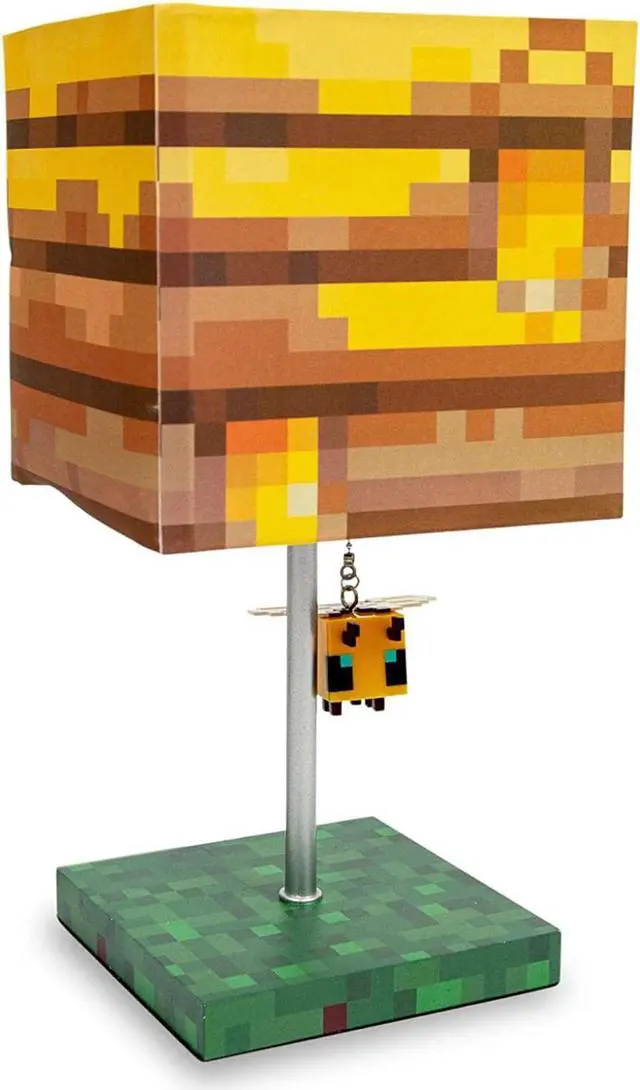 Main image of Minecraft Yellow Bee Nest Block Desk Lamp with 3D Bee Puller | Nightstand Table Lamp with LED Mood Light for Bedroom, Desk, Living Room, Playroom | Home Decor Kids Room Essentials | Video Game Gifts
