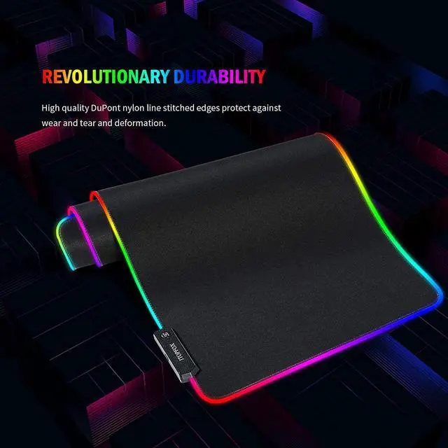 Alt view image 3 of 7 - RGB Gaming Mouse Mat Pad - Large Extended Led Mousepad with 14 Lighting Modes 2 Brightness, Anti-Slip Rubber Base with Waterproof Coating Mouse Mat for Gamer 800×300×4mm/31.5×11.8×0.16 inch