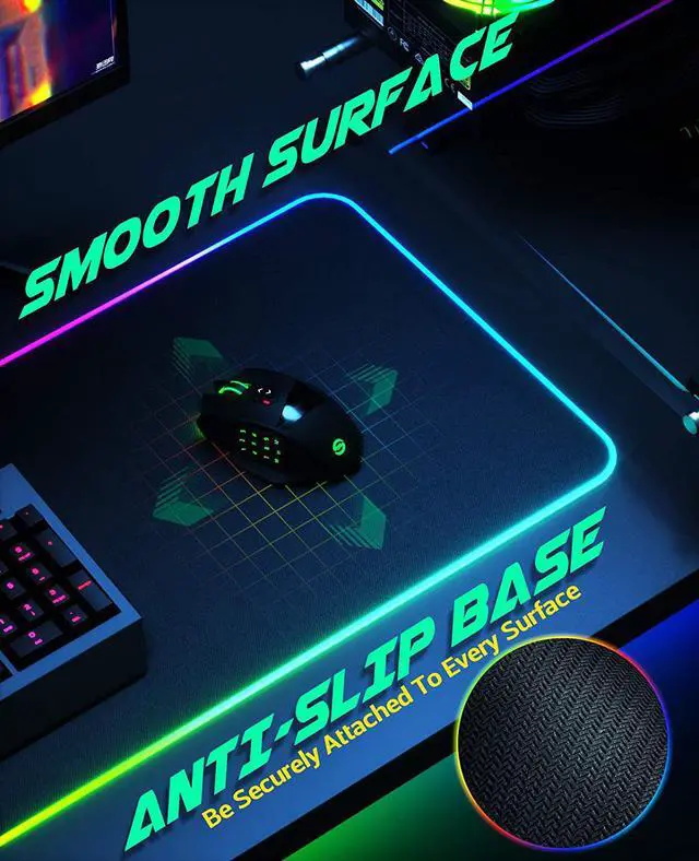 Alt view image 3 of 7 - RGB Gaming Mouse Pad Large Extended Soft Led Mouse Pad with 14 Lighting Modes 2 Brightness Levels Computer Keyboard Mousepads Mat 800 x 300mm / 31.5×11.8 inches