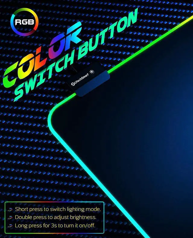 Alt view image 4 of 7 - RGB Gaming Mouse Pad Large Extended Soft Led Mouse Pad with 14 Lighting Modes 2 Brightness Levels Computer Keyboard Mousepads Mat 800 x 300mm / 31.5×11.8 inches