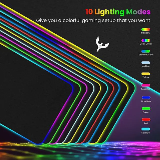 Alt view image 2 of 6 - Extra Large RGB Gaming Mouse Pad-14 Light Modes Extended Soft LED Mouse Pad Anti-Slip Rubber Base Computer Keyboard Mousepad Mat (31.5 x 12 Inch)
