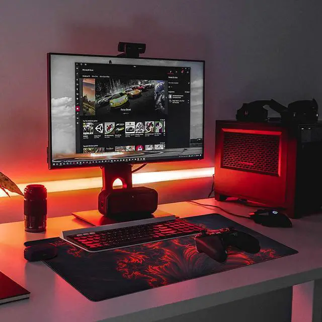 Alt view image 6 of 6 - Gaming Mouse Pad Red Large Gaming Mouse Pads 31.5×15.75In Long Big Mouse Pad XL Mouse Mat with Non-Slip Base Extended Keyboard Mousepad Flame Pattern (Black Red)