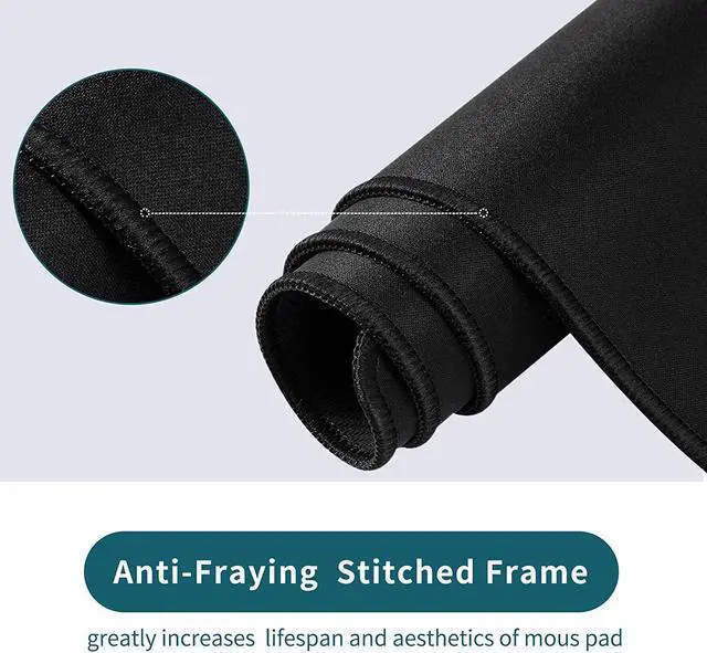 Alt view image 3 of 5 - Xiaogan Large Gaming Mouse Pad with Non-Slip Rubber Base,Stitched Edge,Desk mat for Laptop,Computer & PC, Wristing Pad for Gamer,Office & Home,Classic Black XL