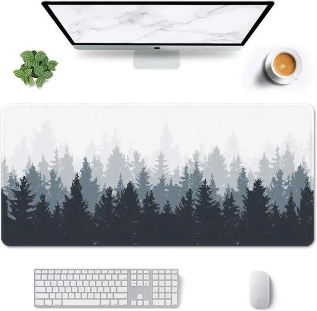 Alt view image 8 of 14 - Large Mouse Pad Full Desk XXL Extended Gaming Mouse Pad 35 X 15 Waterproof Desk Mat with Stitched Edge Non-Slip Laptop Computer Keyboard Mousepad for Office & Home Misty Forest Design