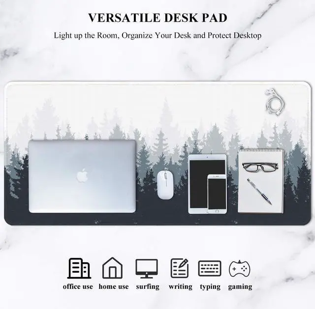 Alt view image 14 of 14 - Large Mouse Pad Full Desk XXL Extended Gaming Mouse Pad 35 X 15 Waterproof Desk Mat with Stitched Edge Non-Slip Laptop Computer Keyboard Mousepad for Office & Home Misty Forest Design