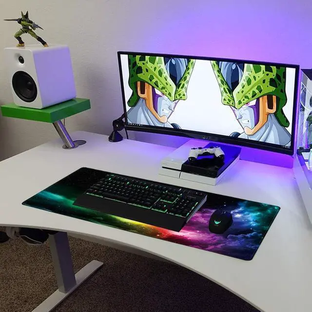 Alt view image 4 of 7 - Extended Mouse Pad Large Gaming Mouse Pad- 35.4x15.7x0.12 inch Computer Keyboard Mouse Mat Non-Slip Mousepad Rubber Base and Stitched Edges for Game Players Office Study Aurora Light Pattern