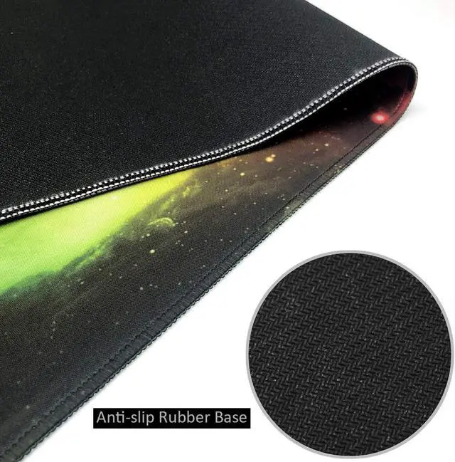 Alt view image 7 of 7 - Extended Mouse Pad Large Gaming Mouse Pad- 35.4x15.7x0.12 inch Computer Keyboard Mouse Mat Non-Slip Mousepad Rubber Base and Stitched Edges for Game Players Office Study Aurora Light Pattern