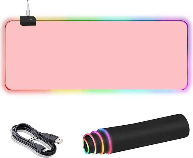 Main image of RGB Large Gaming Mouse Pad Extended Mouse Pad with 14 Lighting Modes Superior Micro-Weave Cloth Non-Slip Rubber Base 800 x 300mm / 31.5 × 11.8 in (Pink)