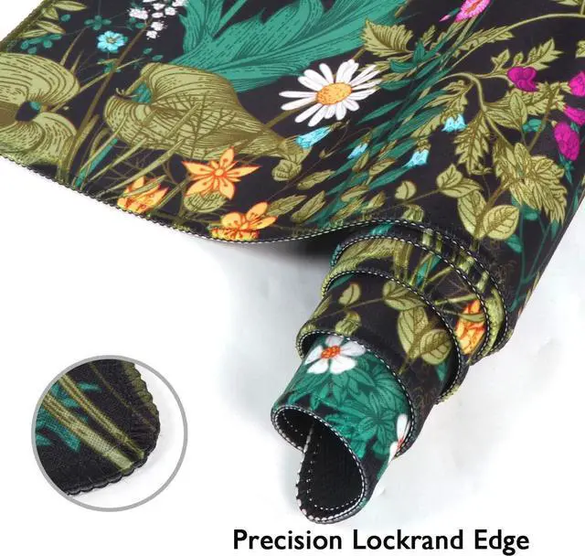 Alt view image 3 of 7 - iCasso Desk Mat, Big Desk Pad, XXL Extended Gaming Mouse Pad, Large Mouse Pad for Desk Protector, Rubber Base Mousepad with Stitched Edges, Keyboard Mouse Mat for Work, Game, Office, Home - Weeds