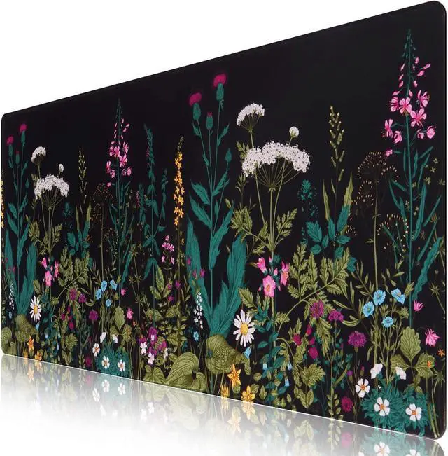 Main image of iCasso Desk Mat, Big Desk Pad, XXL Extended Gaming Mouse Pad, Large Mouse Pad for Desk Protector, Rubber Base Mousepad with Stitched Edges, Keyboard Mouse Mat for Work, Game, Office, Home - Weeds