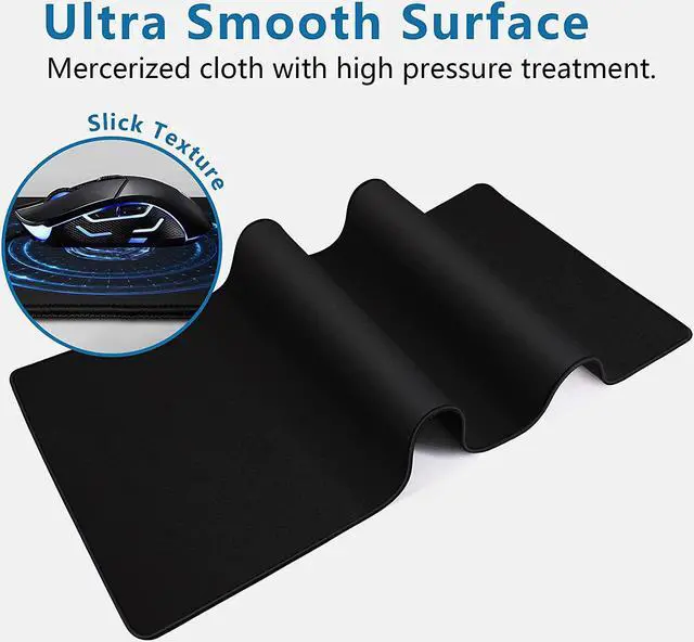 Alt view image 3 of 7 - Large Mouse Pad- 31x12 in. XL Mousepad Keyboard Pad with Stitched Edges, Uitra-Smooth Mouse Mat & Non-Slip Rubber Base, Gaming Mouse Pad for Gamer, Office & Home, Black