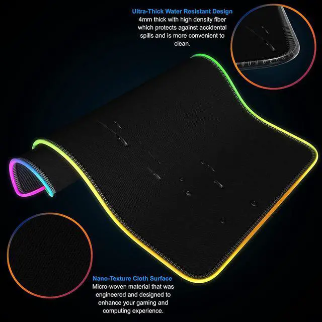 Alt view image 8 of 12 - RGB Gaming Mouse Pad Large Mouse Pad Mousepad Gaming XXL Mouse Pad 31.5x11.8 Keyboard and Mouse Pad RGB Mouse Pad Mouse Pad XL LED Mouse Pad Gaming Desk Pad 13 Lighting Modes Keyboard Mat