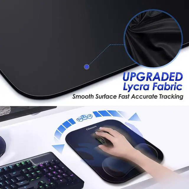 Alt view image 2 of 7 - Mouse Pad with Wrist Rest Large Smooth Superfine Fibre Memory Foam Ergonomic Mouse Pad Comfortable Mousepad with Nonslip Base for Pain Relief Laptop Computer Gaming Office 11 x 8.26