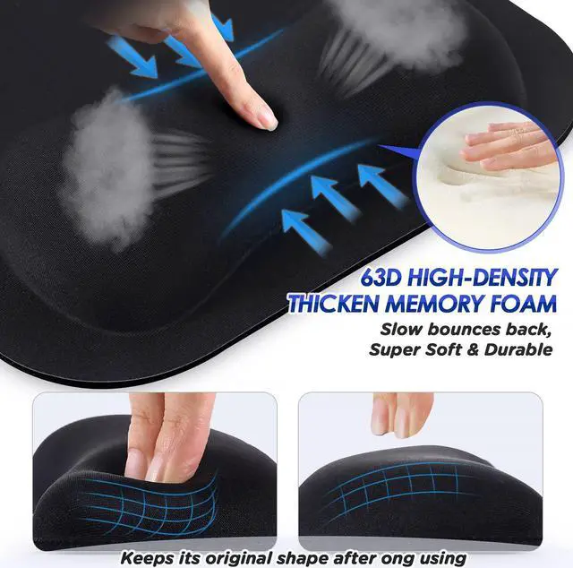Alt view image 4 of 7 - Mouse Pad with Wrist Rest Large Smooth Superfine Fibre Memory Foam Ergonomic Mouse Pad Comfortable Mousepad with Nonslip Base for Pain Relief Laptop Computer Gaming Office 11 x 8.26