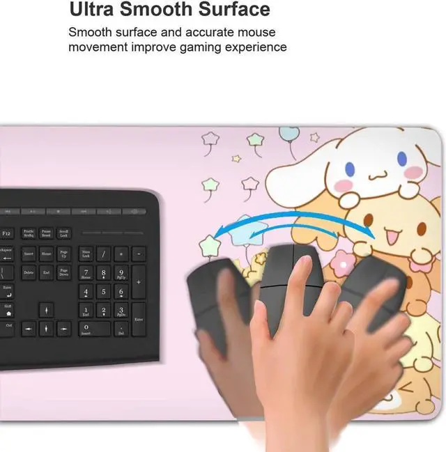 Alt view image 4 of 6 - Kawaii Large Pink Mouse Pads with Design Novelty Anime Keyboard Pad Non-Slip Extended Full Desk Cute Keyboard Mat Waterproof XXL Gaming Mousepad for Girl Gift Notebook Office Pad Computer 15.7x31.5In