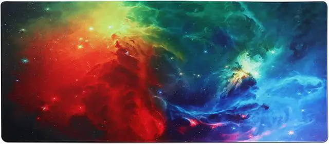 Alt view image 2 of 7 - N/A Gaming Mouse Pad Extended Mouse Pad XXL Large Big Computer Keyboard Mouse Mat Desk Pad with Non-Slip Base and Stitched Edge for Home Office Gaming Work 31.5x15.7x0.12inch Galaxy Print
