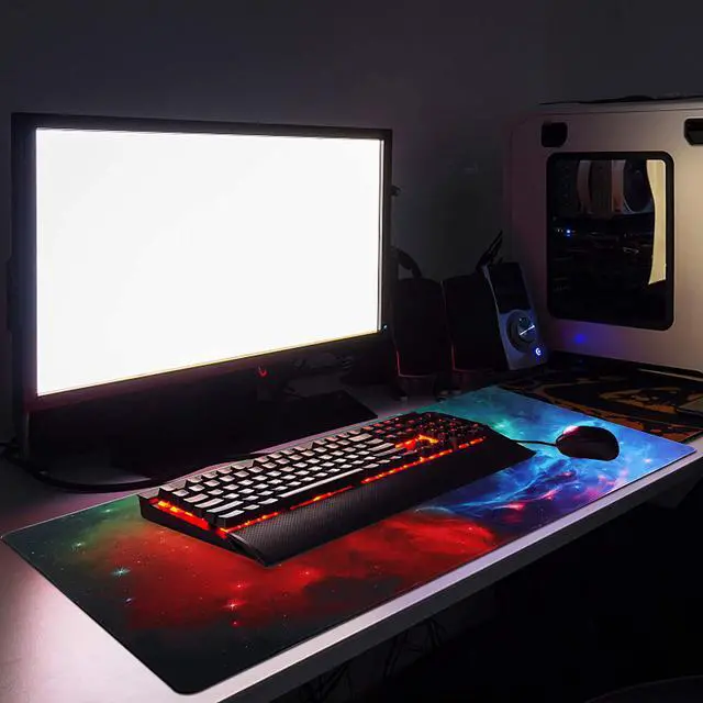 Alt view image 5 of 7 - N/A Gaming Mouse Pad Extended Mouse Pad XXL Large Big Computer Keyboard Mouse Mat Desk Pad with Non-Slip Base and Stitched Edge for Home Office Gaming Work 31.5x15.7x0.12inch Galaxy Print