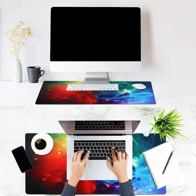 Alt view image 4 of 7 - N/A Gaming Mouse Pad Extended Mouse Pad XXL Large Big Computer Keyboard Mouse Mat Desk Pad with Non-Slip Base and Stitched Edge for Home Office Gaming Work 31.5x15.7x0.12inch Galaxy Print