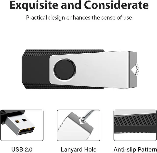 Alt view image 4 of 7 - 64GB Flash Drive 2 Pack 64GB USB Flash Drive Thumb Drive Zip Drive USB 2.0 Memory Stick USB Drive with Keychain (64G 2 Colors: Black Green)