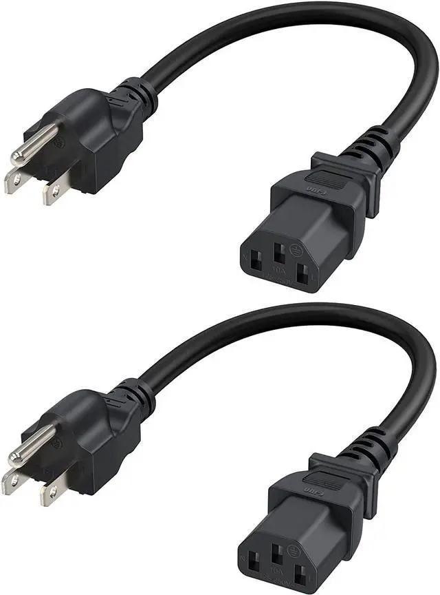 Main image of CableCreation [2-Pack] 1 Feet 18 AWG Universal Power Cord for NEMA 5-15P to IEC320C13 Cable, 0.3M / Black